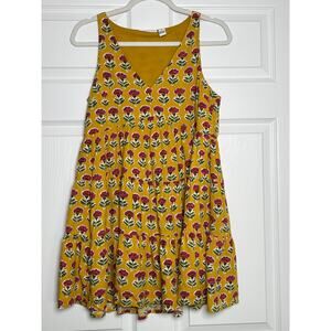 Sincerely Jules Floral Sleeveless V-Neck Babydoll Tank Mini Dress Women S Yellow
